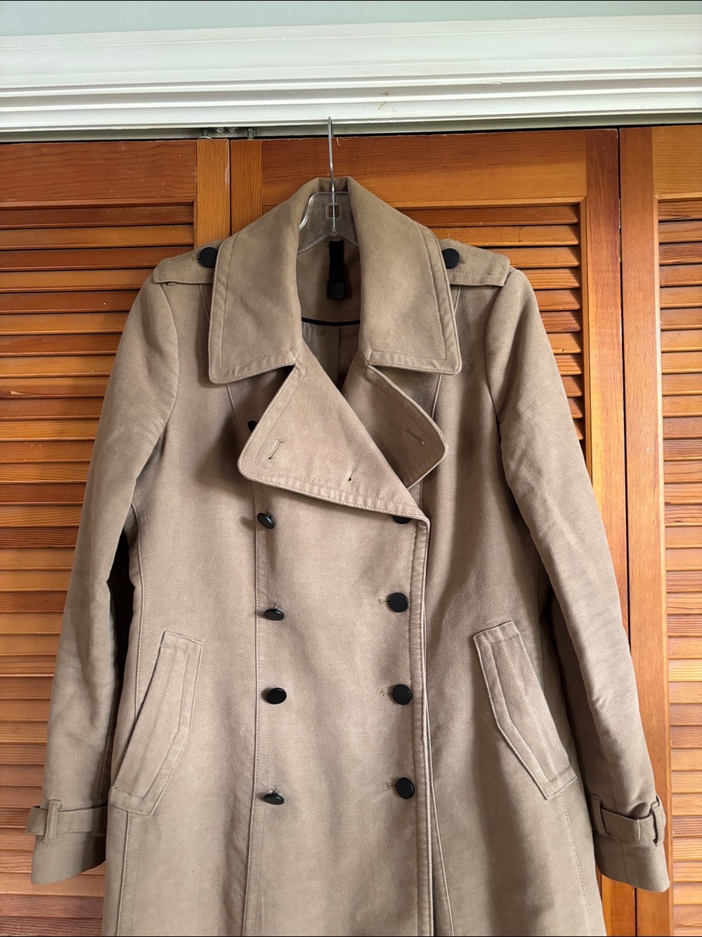Mango MNG Suit Cotton Doble-Breasted Trench Coat Jacket Size L - Picture 12 of 12